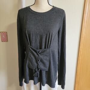Victoria's Secret Long Sleeve Grey Corset Top Sz L